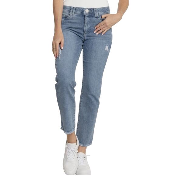 Democracy Ab solution High Rise Slim Straight Luxe Jeans Women's 14 Blue Crop - Picture 1 of 13